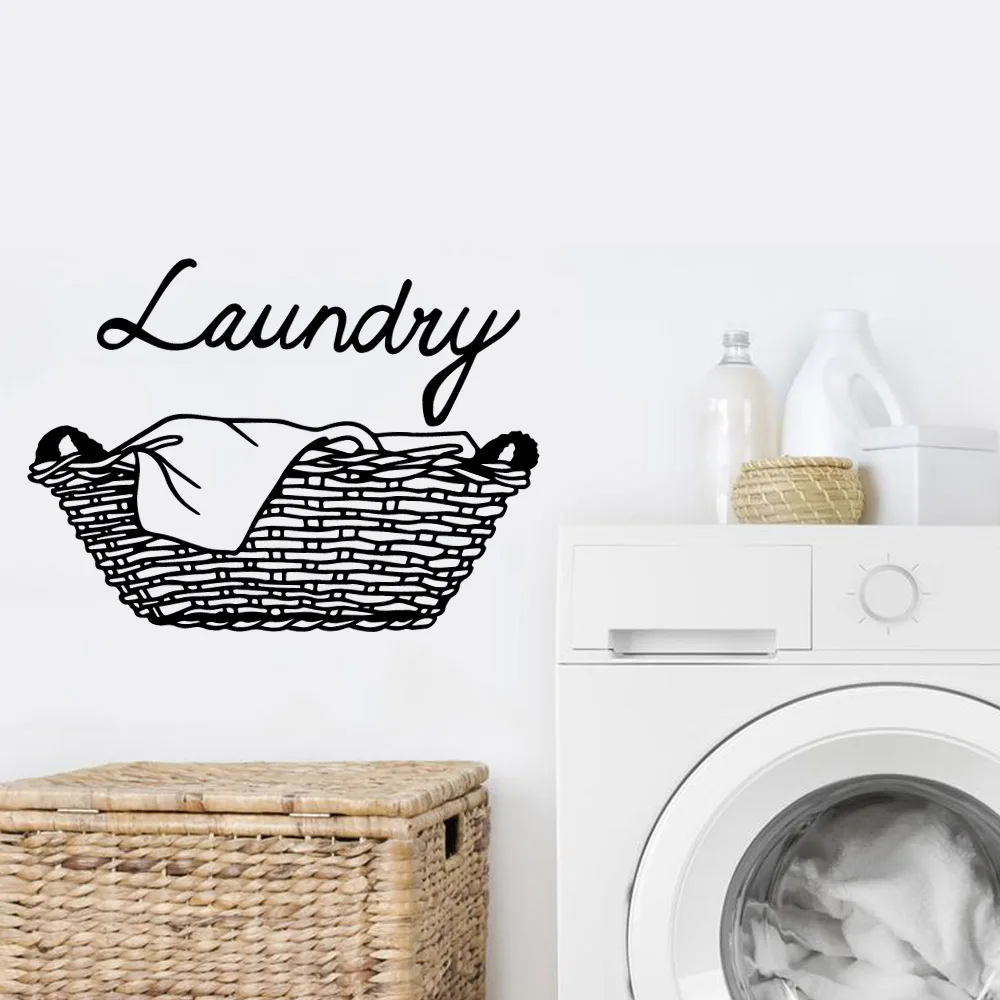 Creative Laundry basket Hanger wall stickers Home Decor For Laundry room waterproof Art Background wallpaper Drop shopping