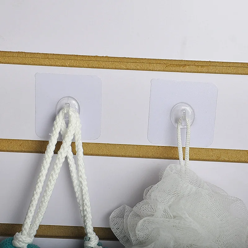 خطاف بلاستيكي شفاف بسيط غير مثقوب، خطاف ملابس متعدد الوظائف بدون أثر، خطاف مقاوم للماء والرطوبة