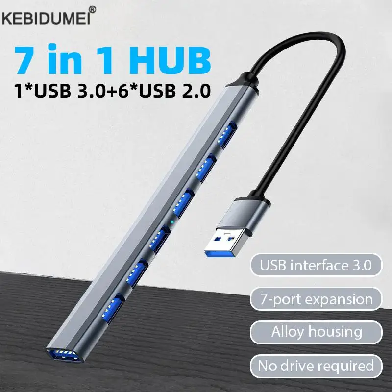 

USB-разветвитель 7 в 1, USB 3,0/2,0, 5 Гбит/с