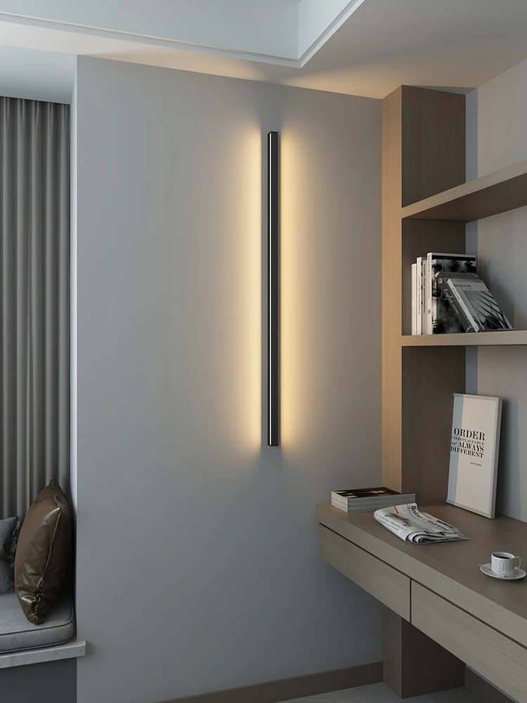 Minimalist wall lamp, living room background, corner atmosphere lamp, Nordic LED long strip study parallel line