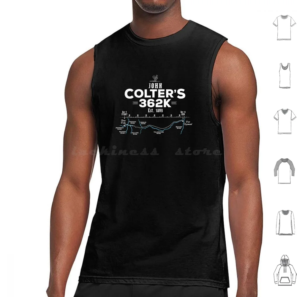 John Colter-camisetas sin mangas de 362k para hombre, Tops de algodón con estampado de naturaleza, canoa, Explorer Montana, tres tenedores, Yellowstone River Mountain Corps