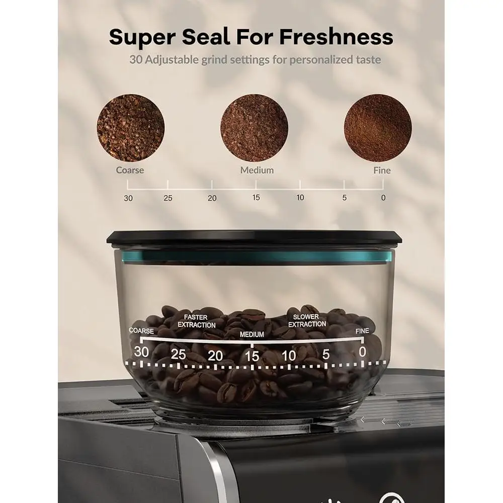 20-барная эспрессо-машина с измельчителем, вспениватель молока, полуавтоматическая машина для приготовления капучино, система быстрого нагрева с двойным ПИД-управлением 30