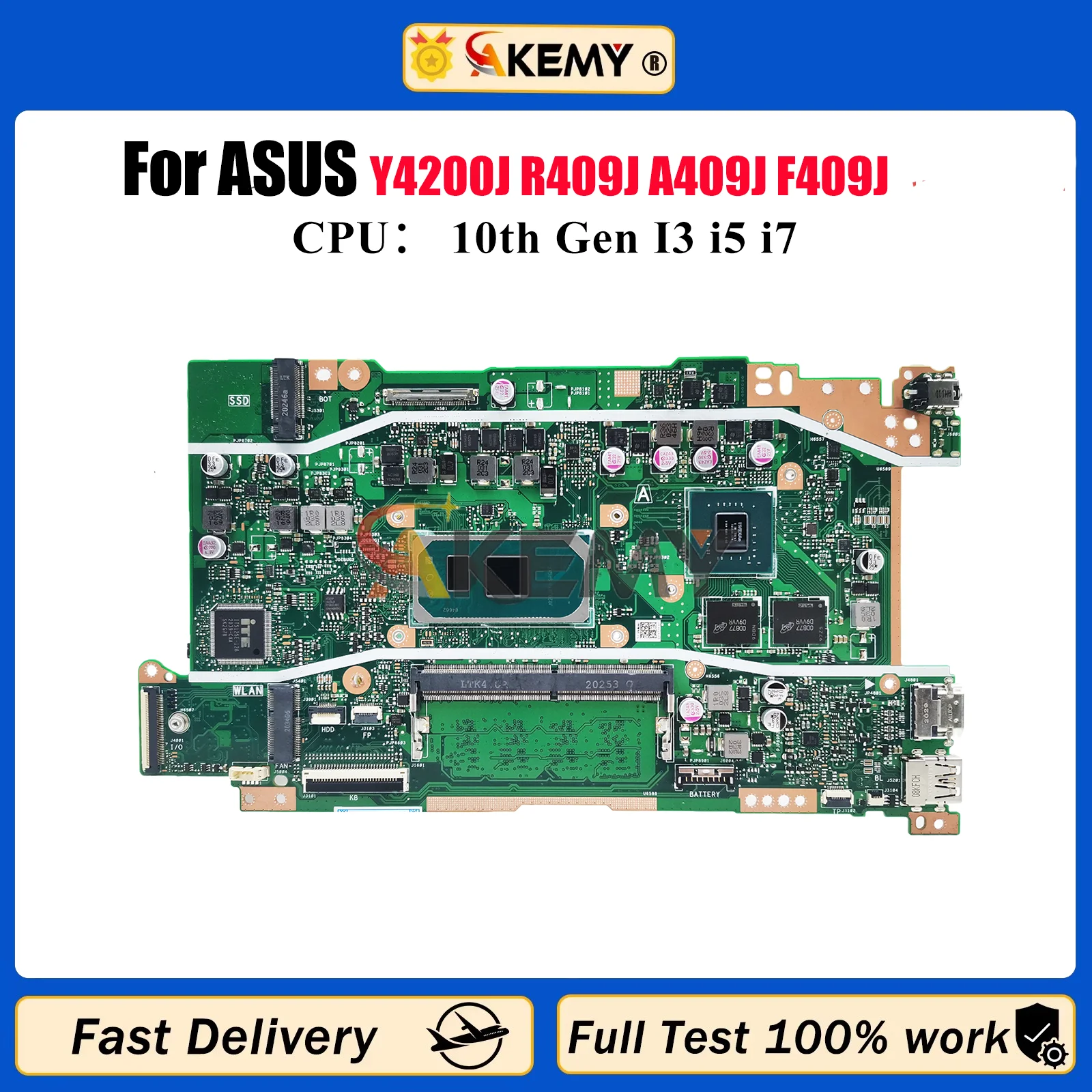 

X409JP Материнская плата для ноутбука ASUS X409J Y4200J P1510CJA R409J A409J F409J A509J F509J X409JP X409JB Материнская плата 10-го поколения I3 i5 i7