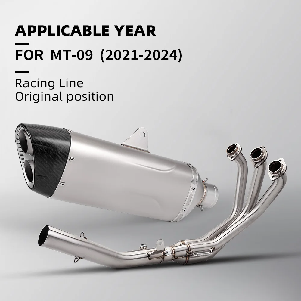 

Full System For MT09 FZ09 xsr900 2021-2024 Motorcycle Exhaust Modified Three Layer Carbon Muffler Front Link Pipe Slip on