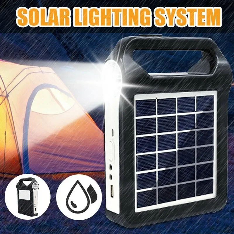 Portable 6V Solar Panel Power Storage Generator System USB Charger Rechargeable With Lamp Lighting Home Solar Energy System Kit