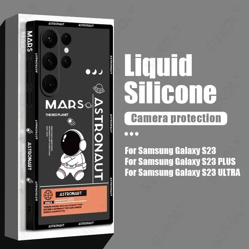 삼성 갤럭시 S23, S24 울트라, S23FE, A55, A54, A53, A35, A34, A25, A15, A14, 5G 만화 실리콘 휴대폰 커버, 귀여운 우주 비행사 우주 케이스