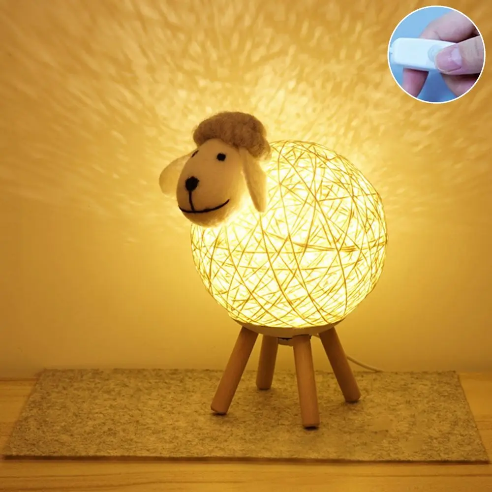 Lampe LED en Forme de Mouton Tissé à la Main, Luminaire Décoratif d'Nik, Idéal pour une Chambre à Coucher ou un oral et