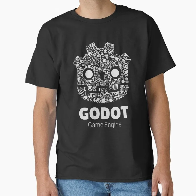 Godot - Nodes White Linux Operating System T-shirt graphique décontracté à manches courtes, cadeau pour les fans de développement IT, streetwear, tailles S-6XL