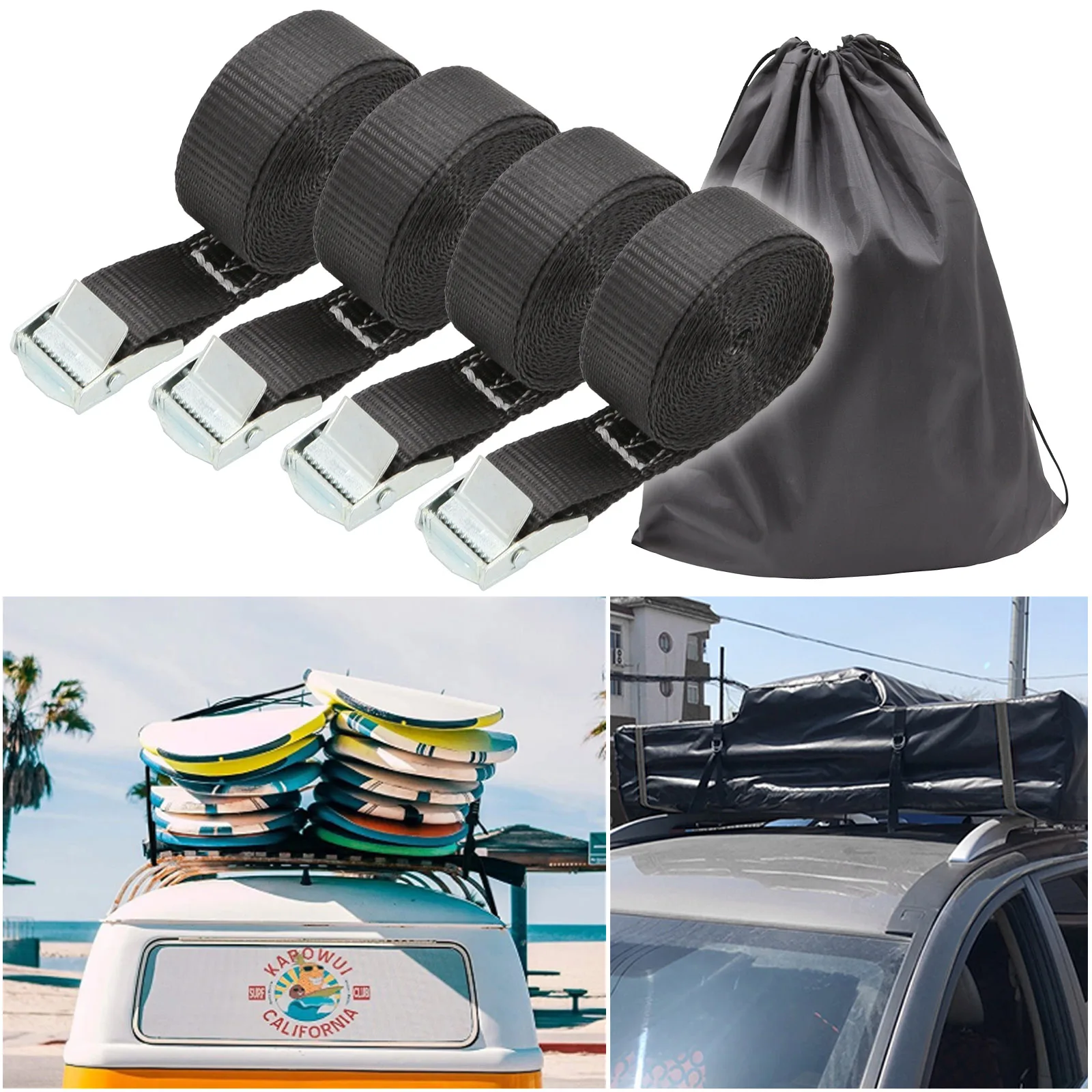 1100lb Lashing Straps Tie-Down Belt Car RV Motorcycle Bike With Metal Buckle Tow Rope Strong Ratchet for Cargo Luggage Bag Kayak