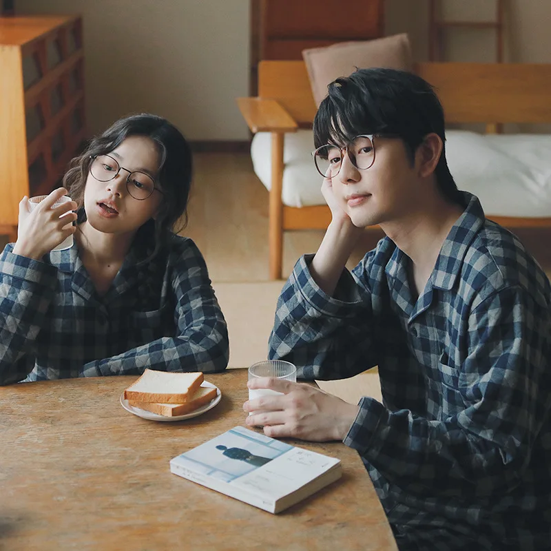 

Утепленный комплект пижамы из чистого хлопка для женщин: домашняя одежда, теплая, дышащая, с длинным рукавом, воротником и рукавами-фонариками