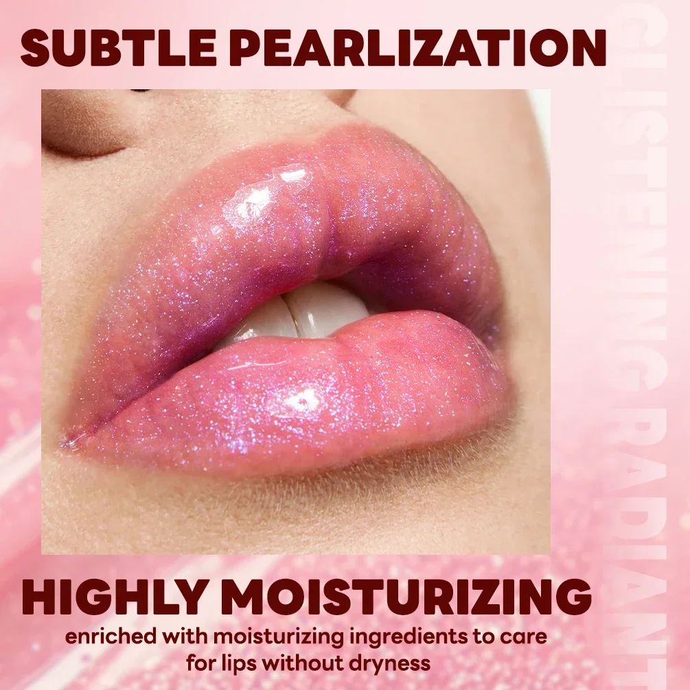 QIBEST Plump and Sparkling Pearlescent Lip Gloss Delicate Moisturizing Easy To Color Dudu Lip Gloss Makeup Sets For Beauty Women