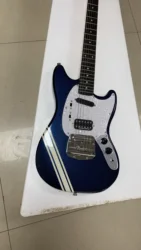 High-end custom 6-string electric guitar, metal blue body, special sticker design, support customization, free delivery