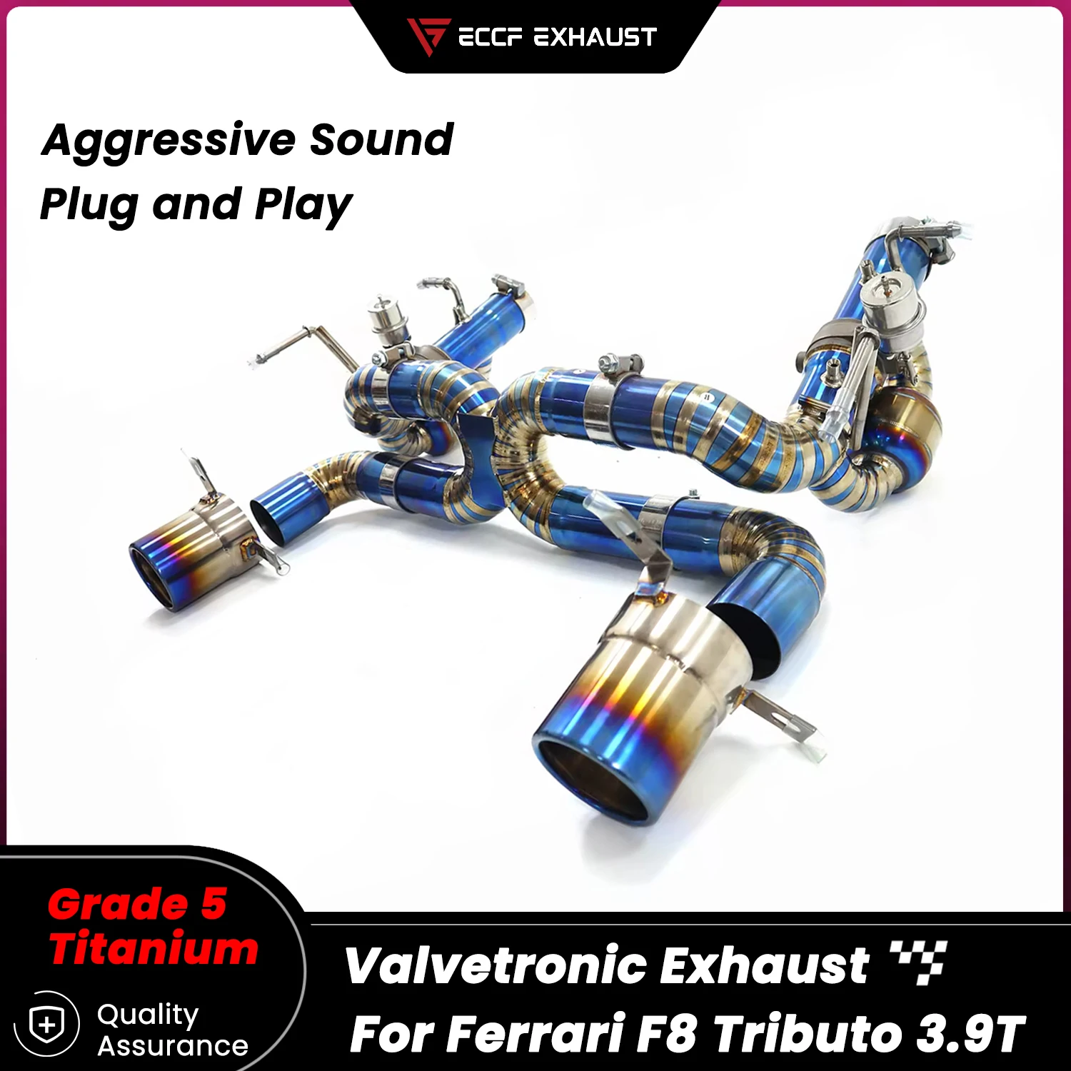 عادم صمام رياضي من التيتانيوم لسيارة فيراري F8 تريبوتو 3.9T أداء صوت قوي #1