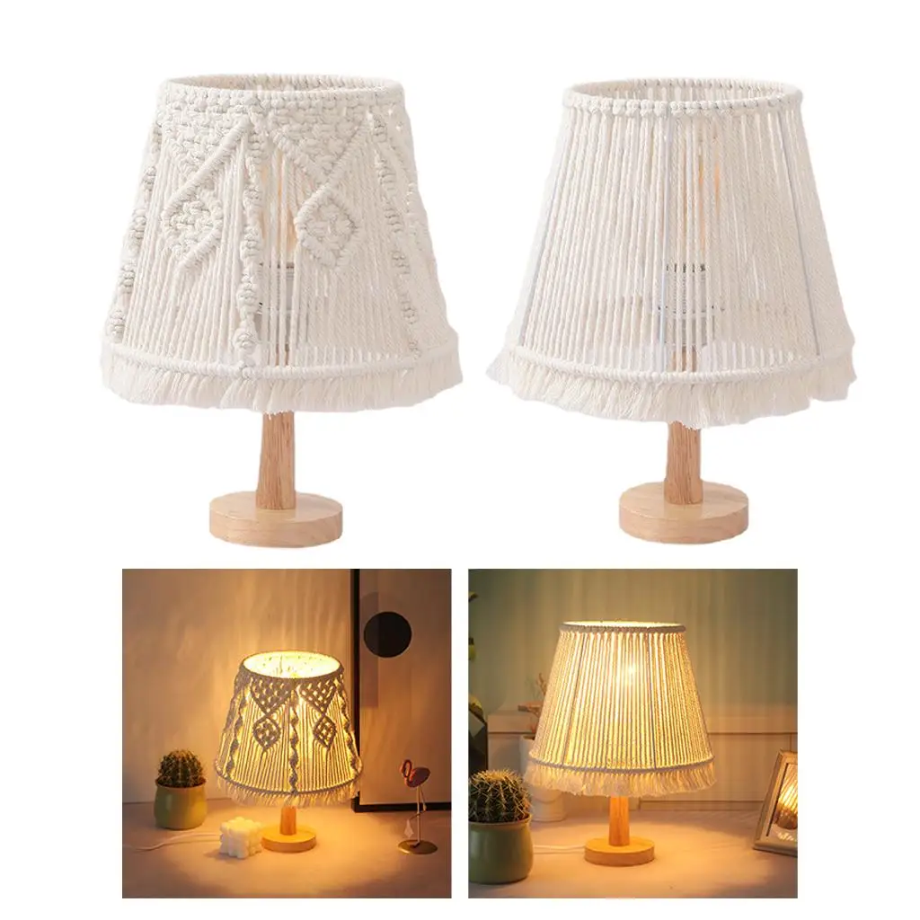 Handwoven Table Lamp Nightlight Tassel Modern Tapestry Macrame Nordic Bedside Lamp for Office Ornaments Desk Study Room