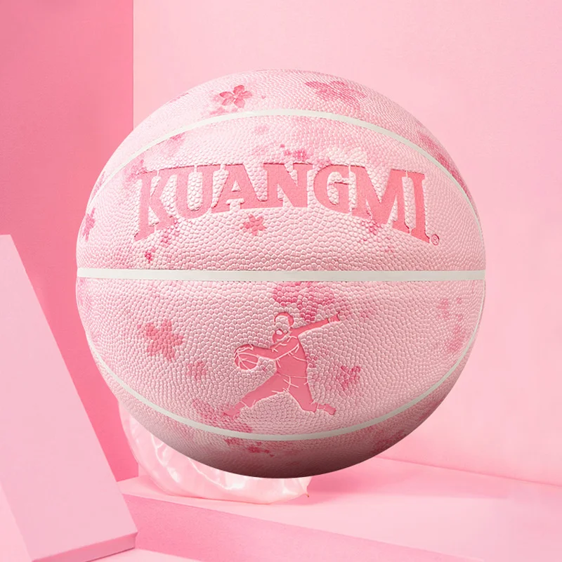 Kuangmi Size 6 7 Sakura Basketball Wear-resistant Anti-Friction Training Ball Competition Sports Birthday Gift