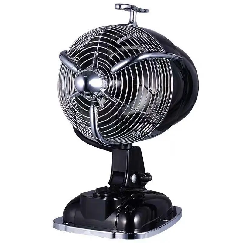 

Retro aircraft head electric fan silent antique desktop electric fan shaking head household decorative table fan