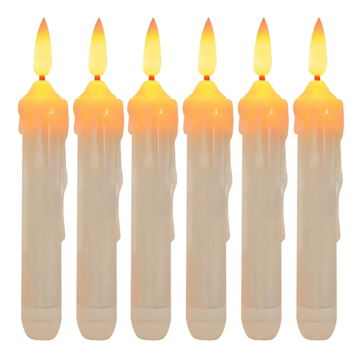 

Warm Yellow Flameless LED Taper Candles Battery Operated Simulated dripping wax Stick Candle Flicking candlesticks H15.5CM