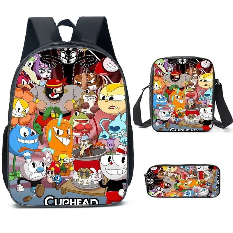 Cupheads Cuphead Classic Fashion Cartoon Pattern 3D Print pupil School Bags Laptop Daypack Backpack Lunch bag Pencil Case