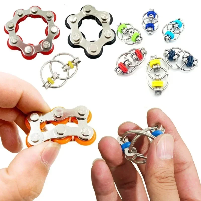 Fidget Toys Set Roller Chain Key Flippy Chain Stress Reducer Bike Chain Toys Anxiety Relief for Teens Adults ADHD Autism