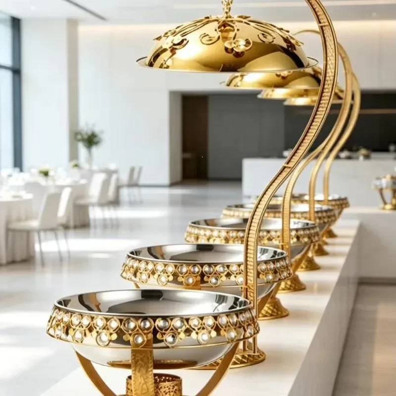 Gold Stainless Steel Buffet Warmer Tray Thermal Insulation Plate for Hotel Banquet Catering Equipment Food Serving Dish