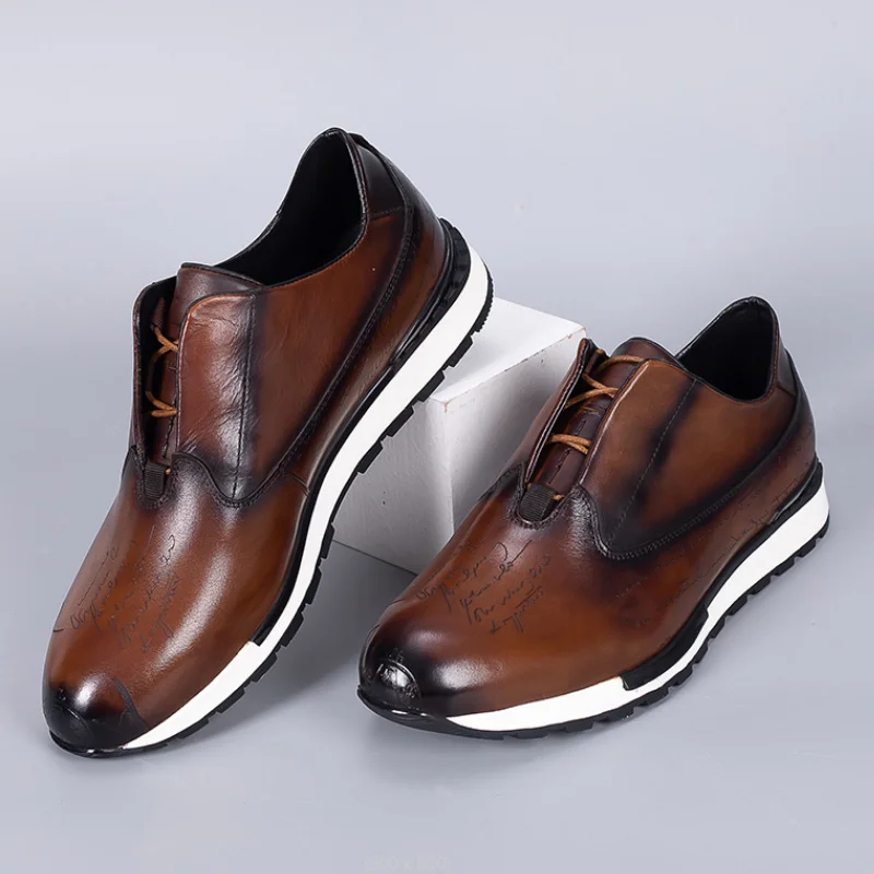 

Роскошная брендовая повседневная спортивная обувь, уличная обувь из натуральной кожи на шнуровке, мужские модные оксфорды Zapatos Hombre b15