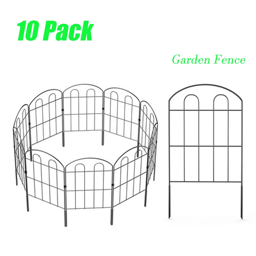 10pcs Decor Garden Fence Border 24in x 10ft Metal Rustproof Fence Animal Barrier