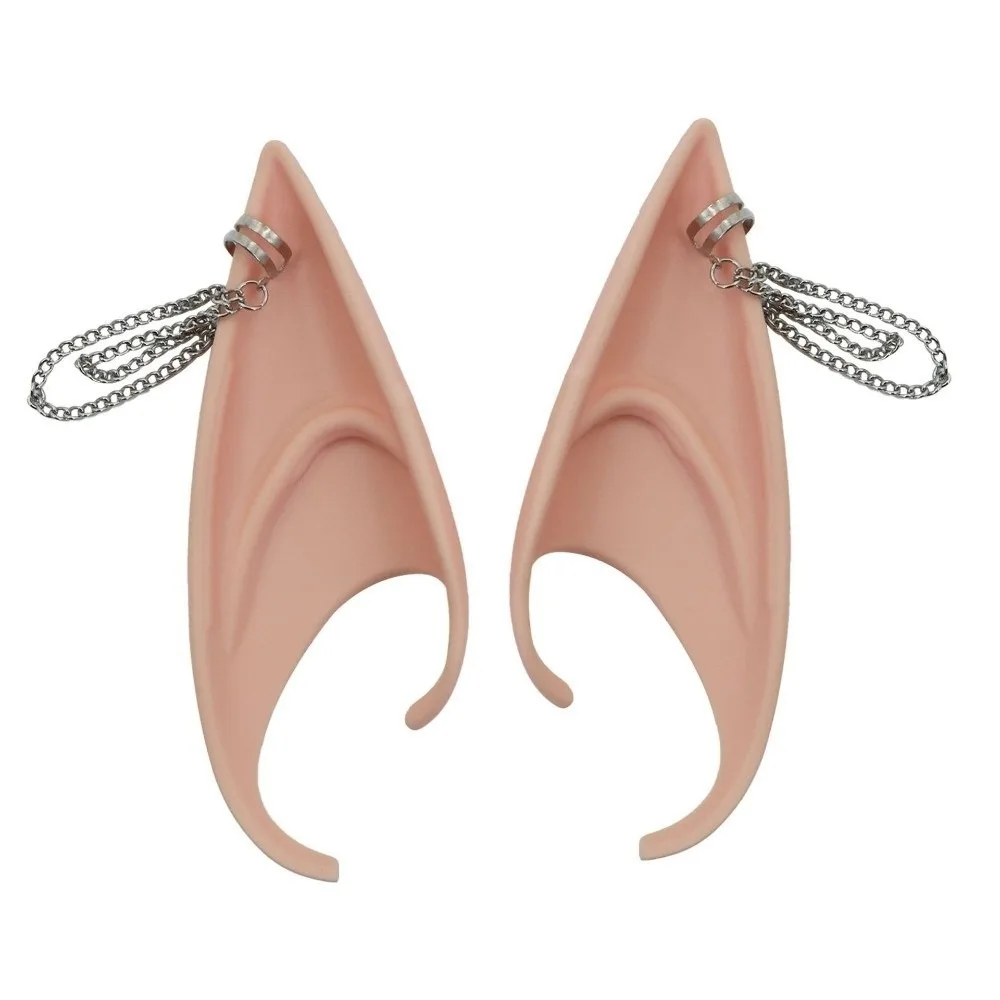 

1 пара креативных латексных ушей эльфа с серьгами, накладные уши с крестом, женские серьги без пирсинга, манжеты для ушей, ювелирные изделия, ролевые игры