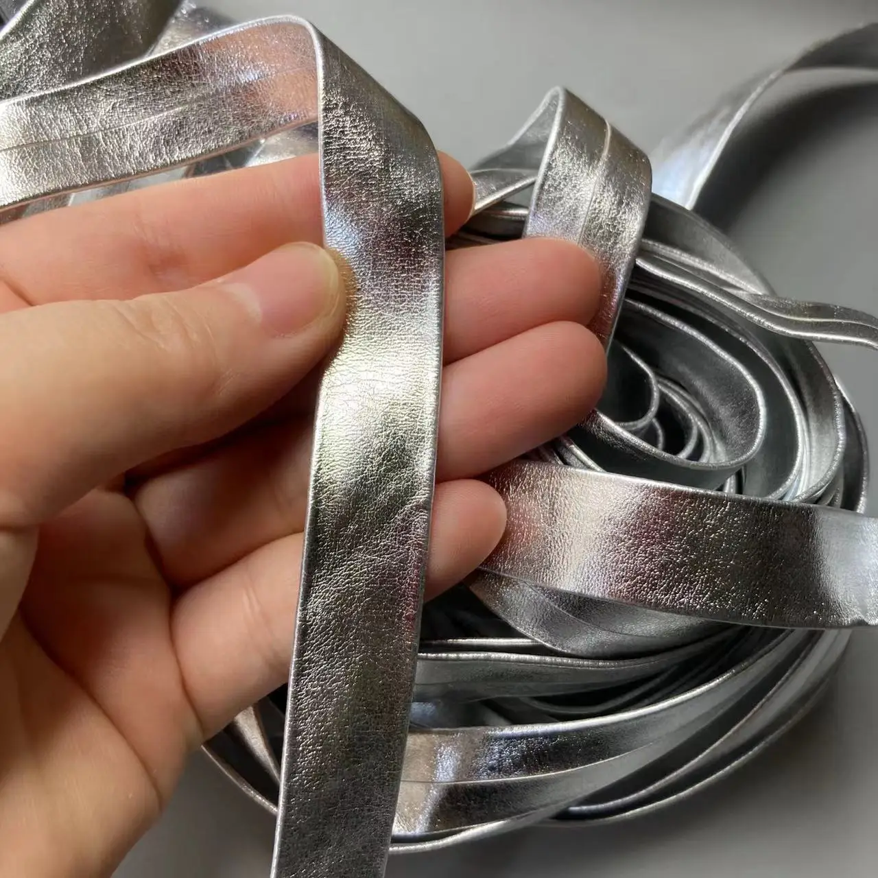 5 Meters Silver Ribbon PU Leather Cord Rope 15mm Width DIY Handmade Hair Garment Crafts Jewelry Accessories Garment Tape