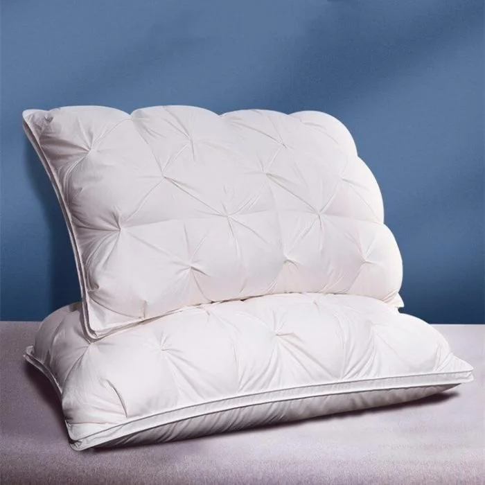 

European White Down Cotton Pillow Core Rectangle Grey Bedroom Sleep Hotel Lumbar Pillow Down Mid-high Cervical Pillow