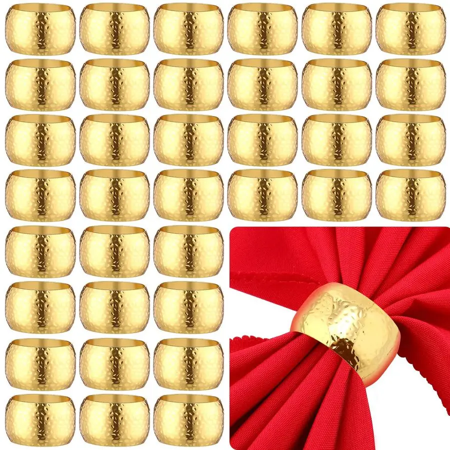 

50 шт. золотых кольц для салфеток, элегантные металлические держатели для салфеток, застежки для свадеб, Рождества, Дня благодарения и осеннего декора обеденного стола