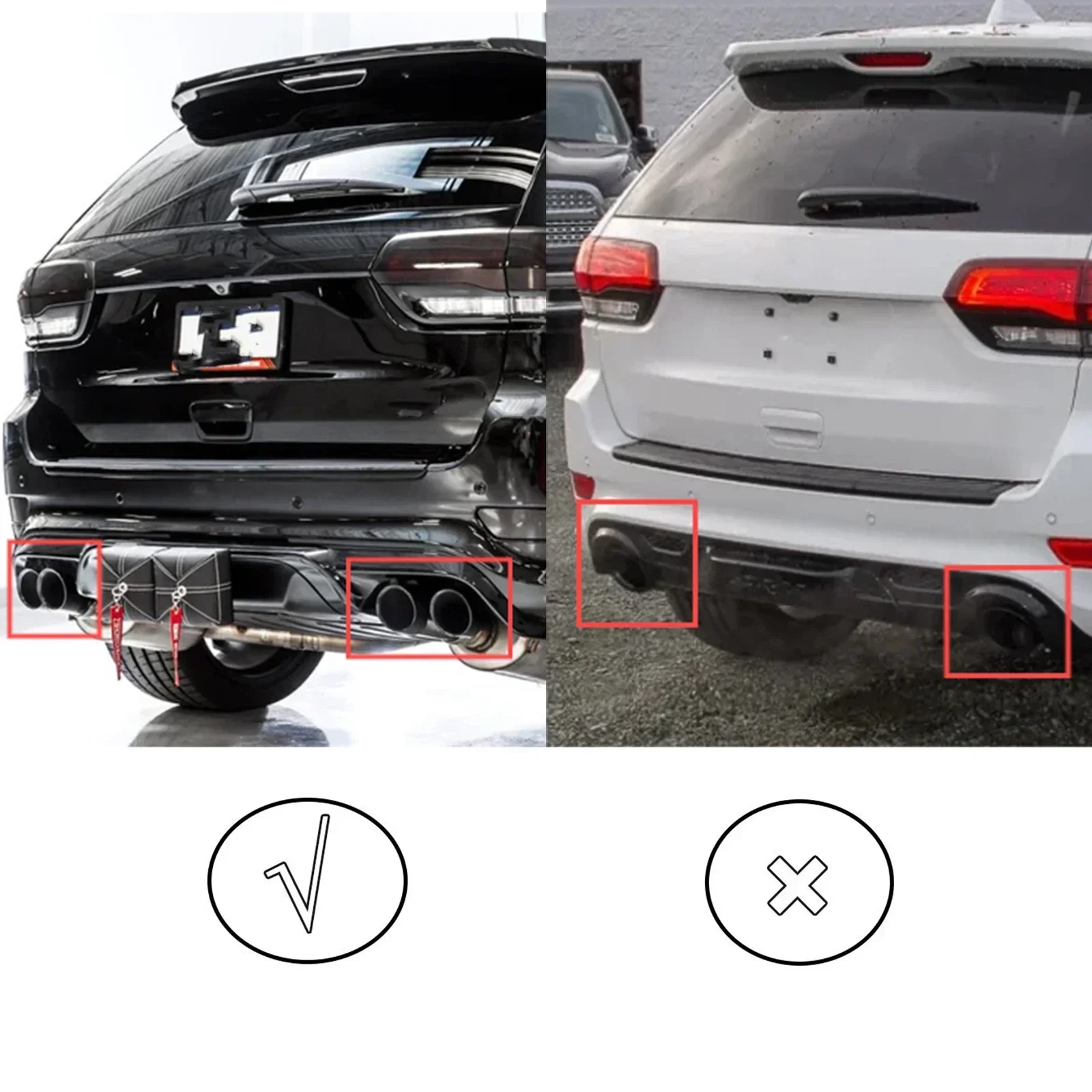 For Jeep Grand Cherokee SRT Model Modified With Four-Exhaust 2014-2022/Trackhawk 2018-2022 Rear Bumper Diffuser With LED 3PCS