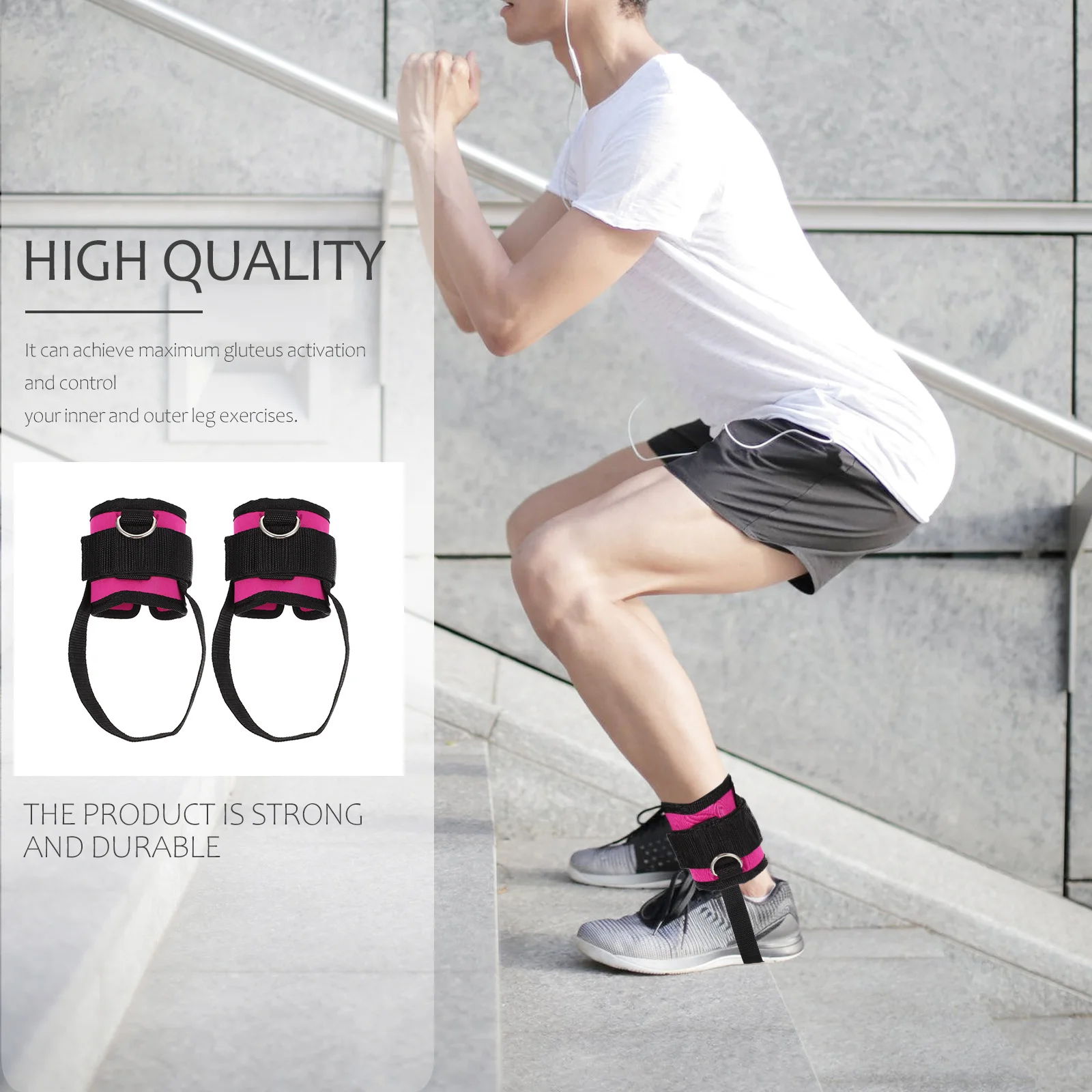 

1 Pair Fitness Ankle Cuffs Premium Pp Sbr Durable Workout Support Glute Training Sports Exercise Accessory Ankle Protector