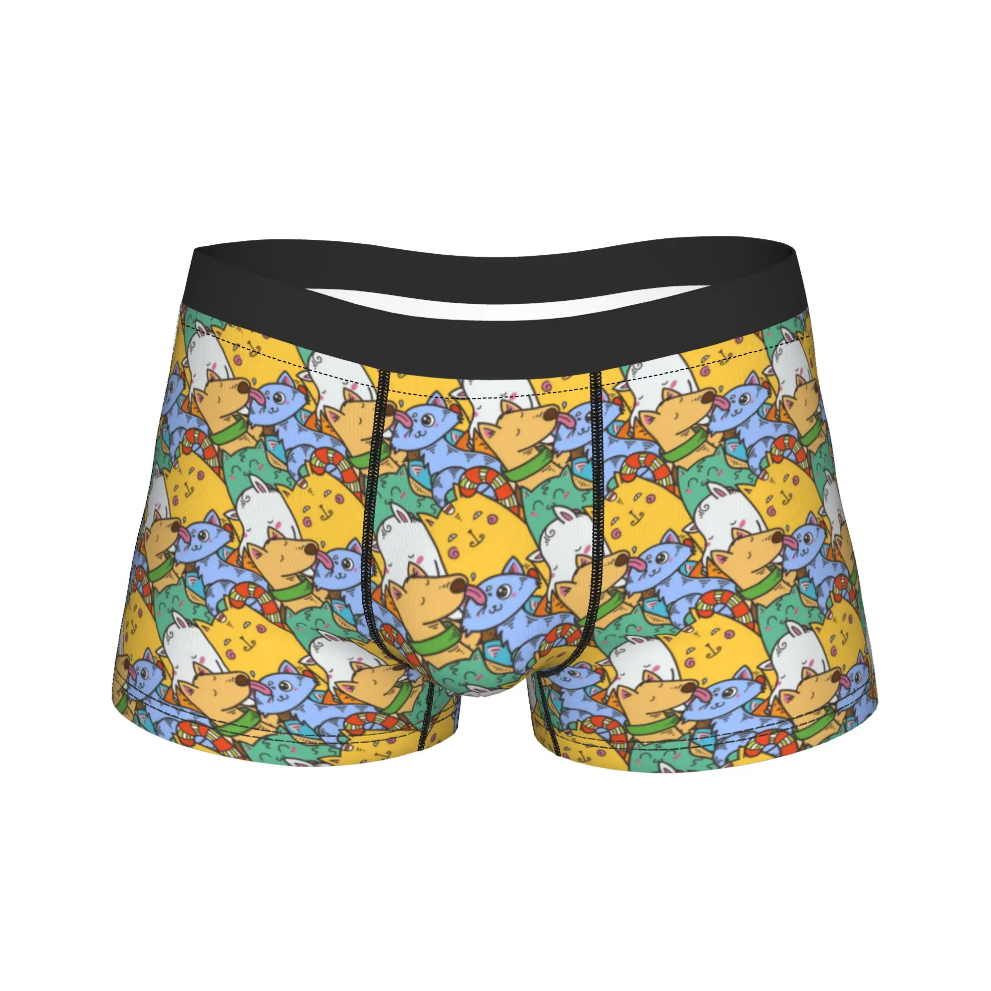 Cute Domestic Animals Kawaii Doodle Pets Cat Dog Print Trunk  Pouch Underwear Hot Sale Printing Shorts Briefs Panties Big Size