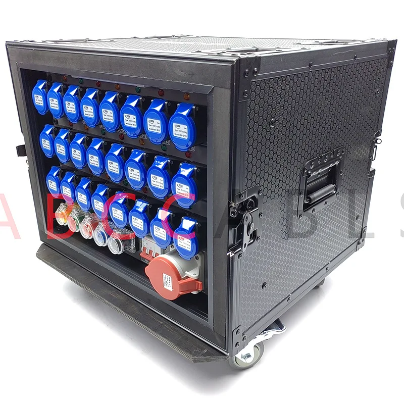 16A Socket Output 24-Way Electric Cabinet Rhino Plug 220v Stage Power Supply Box for Straight-Through Stage Lighting Equipment