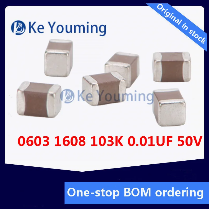 100PCS 0603 1608 103K 0.01UF 50V X7R Ceramic chip capacitor electronic components matching order
