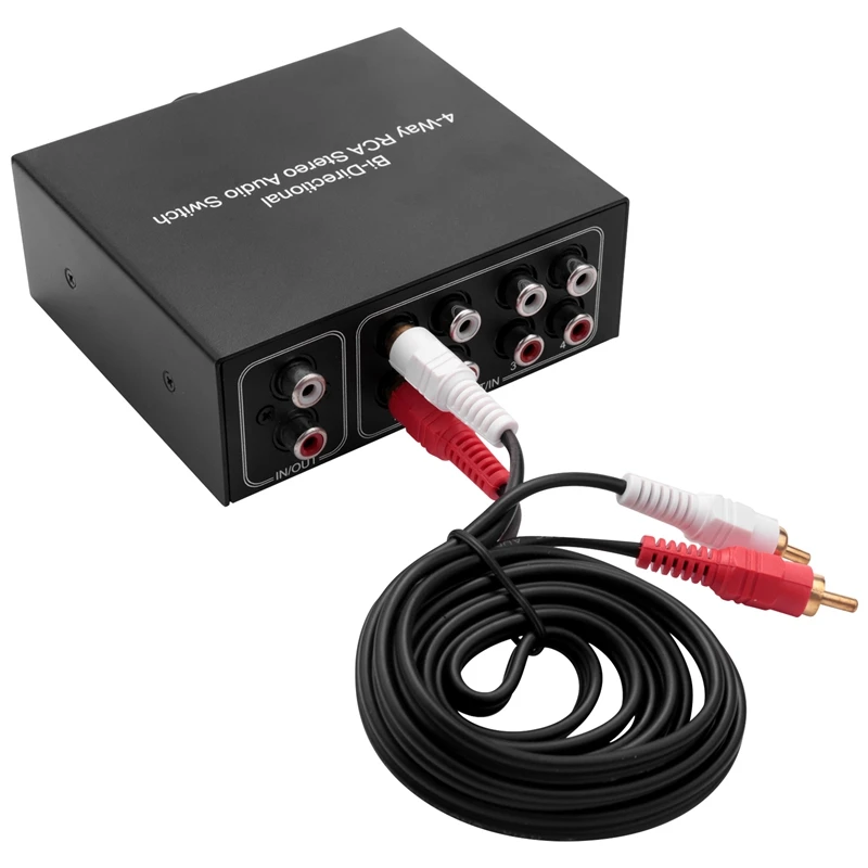 

4 Way Bi-Directional RCA Stereo Audio Switch 1 In 4 Out Or 4 In 1 Out L/R Jack Sound Channel RCA Audio Switcher Selector