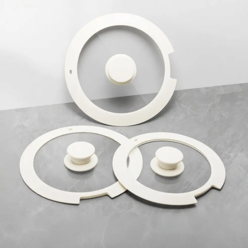 Replacement Pot Lid Silicone Rim Tempered Glass Visible Kitchen Cookware Cover For Skillet Saucepan Heat Resistant Durable