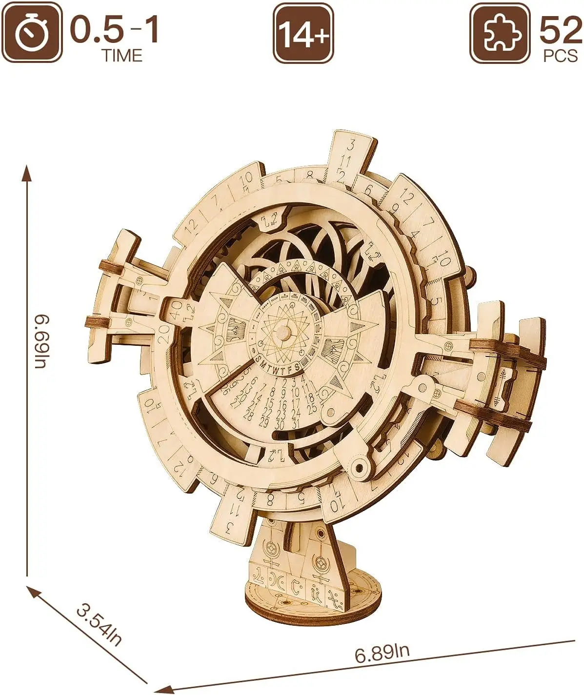 Robotime wieczny kalendarz drewniane zestawy modeli puzzle 3D buduj dla dorosłych łamigłówki zestawy budowlane Puzzle