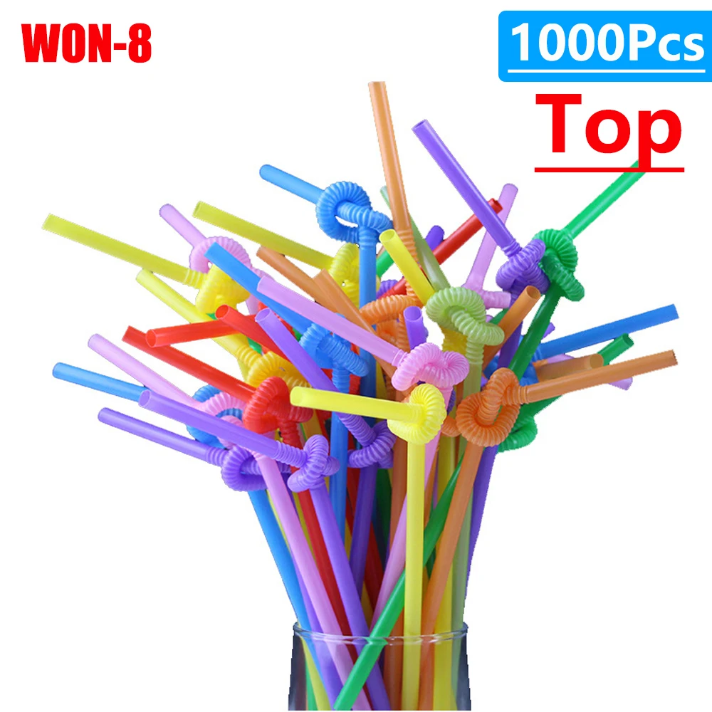 50/500/1000Pc Colorful Foldable Drinking Straws Juice Cocktail Beverage Straws for Party Bar Kitchen Accessory Wedding Wholesale