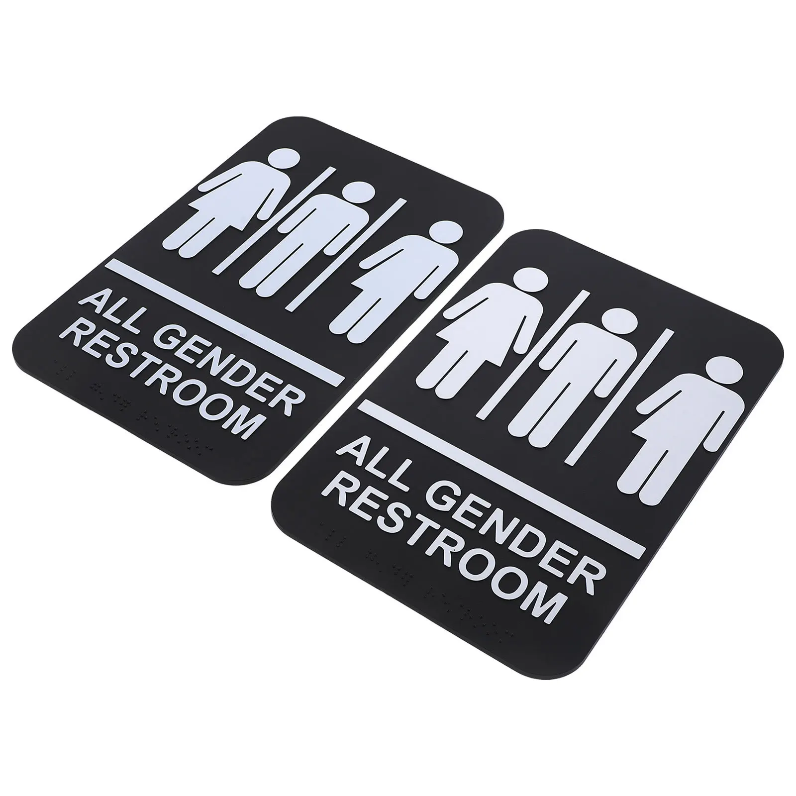 2 pcs Braille Unisex Bathroom All Gender Restroom Adhesive Gender Neutral Sign Durable Easy Installation Public Places Traffic