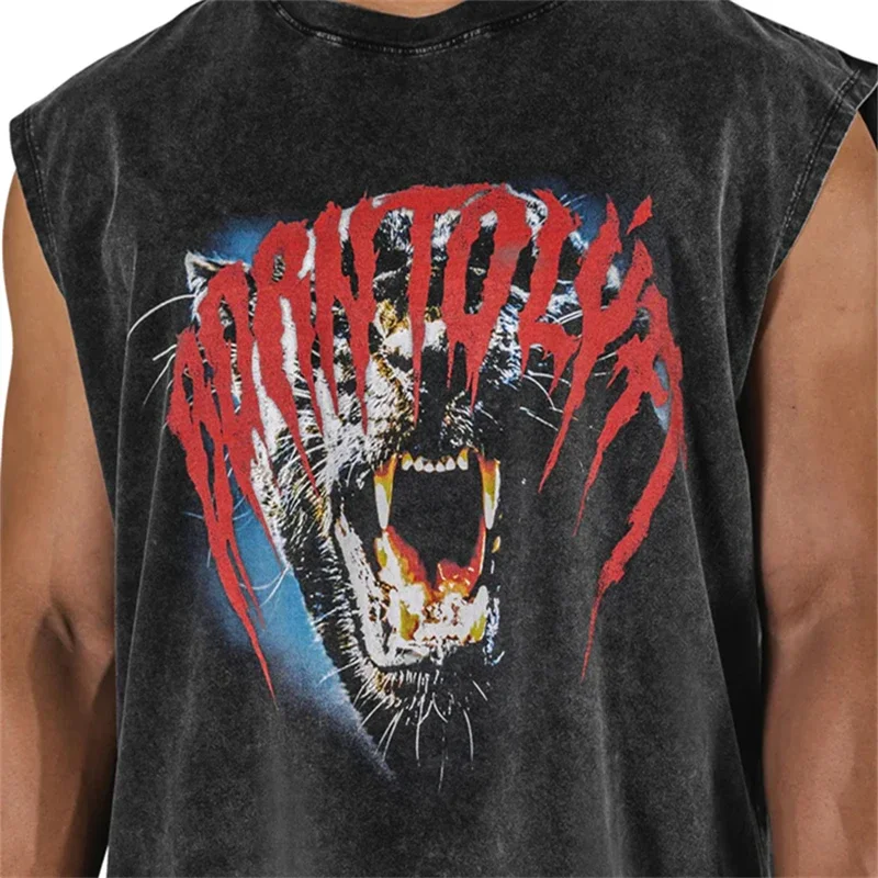 BORN TO LYFT Sport Vintage Washed Tops Vest Gym Bodybuiding Fitness Sleevess T Shirts Basketball Workout Crossfit Darcs Tank Top