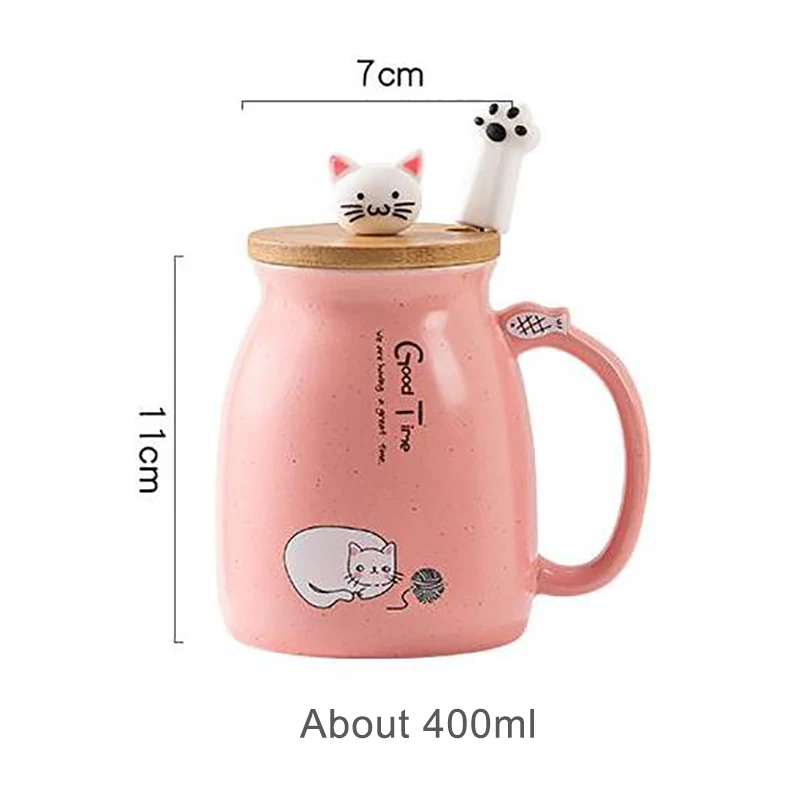 Grappige Mok Kerst 450Ml Nieuwe Cartoon Keramische Schattige Kat Beker Met Deksel En Lepel Originele Mokken Koffie Kopjes Gratis Verzending Drinkwaren