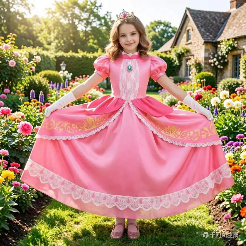 Brave Noble Princess Dress Halloween Costume Play Peach Outfit Video Game Inspired Movie Heroine Clothing Girls Carnival Apparel