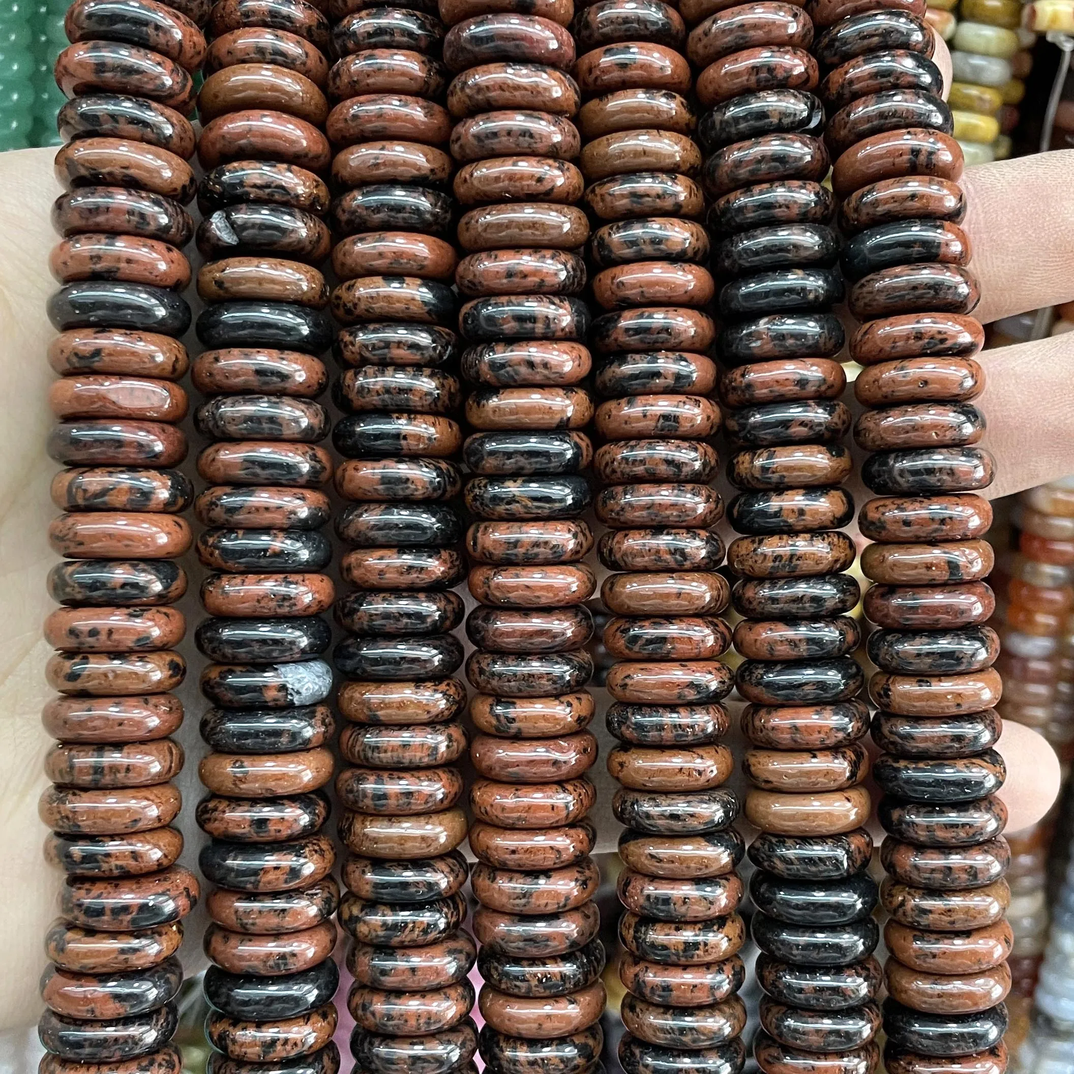 4X12MM Naturstein Rondelle 7 Chakra Quarz Jaspis Achate Flache Runde Spacer Perlen Für Schmuck Machen DIY armband Zubehör – Detail 8