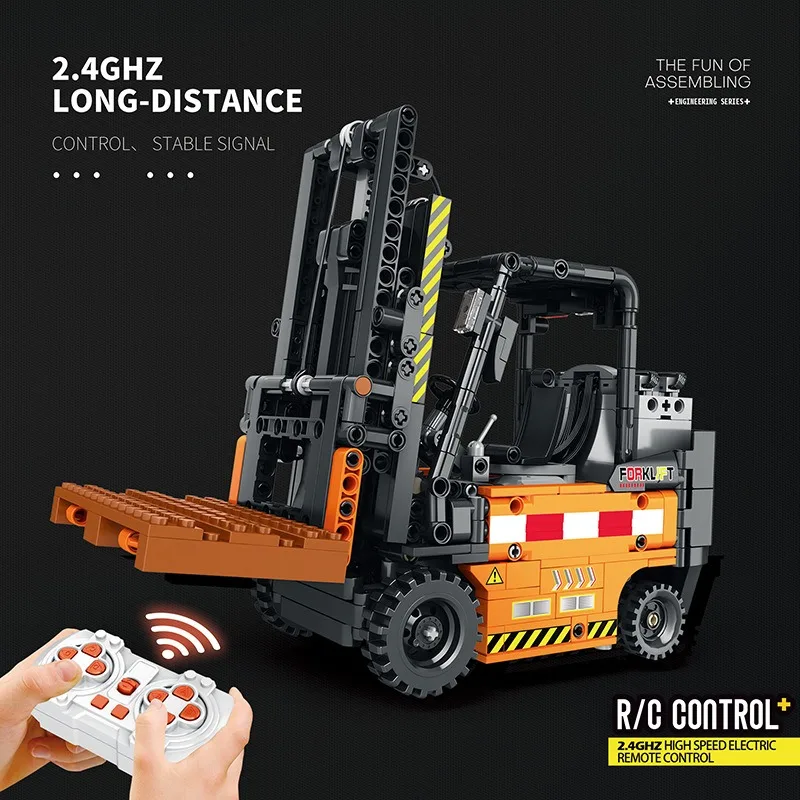 22002 RC Forklift Building Blocks APP Remote Control Engineering Vehicle Technical Bricks MOC Construction Toys for Boys Gifts view 3