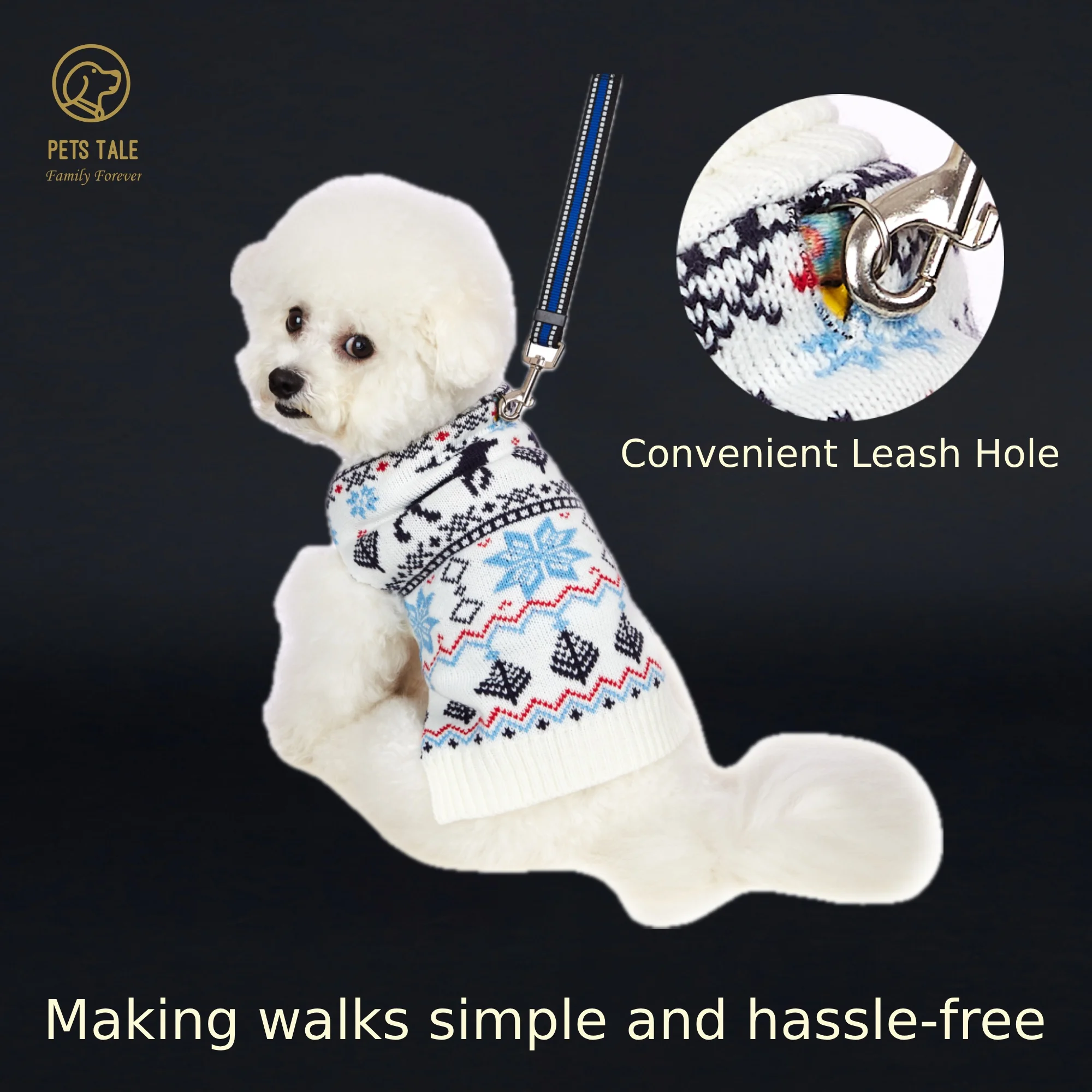 Christmas Pet Costume, Snowflake Christmas Tree Reindeer Merry Christmas Graphic Dog Sweater