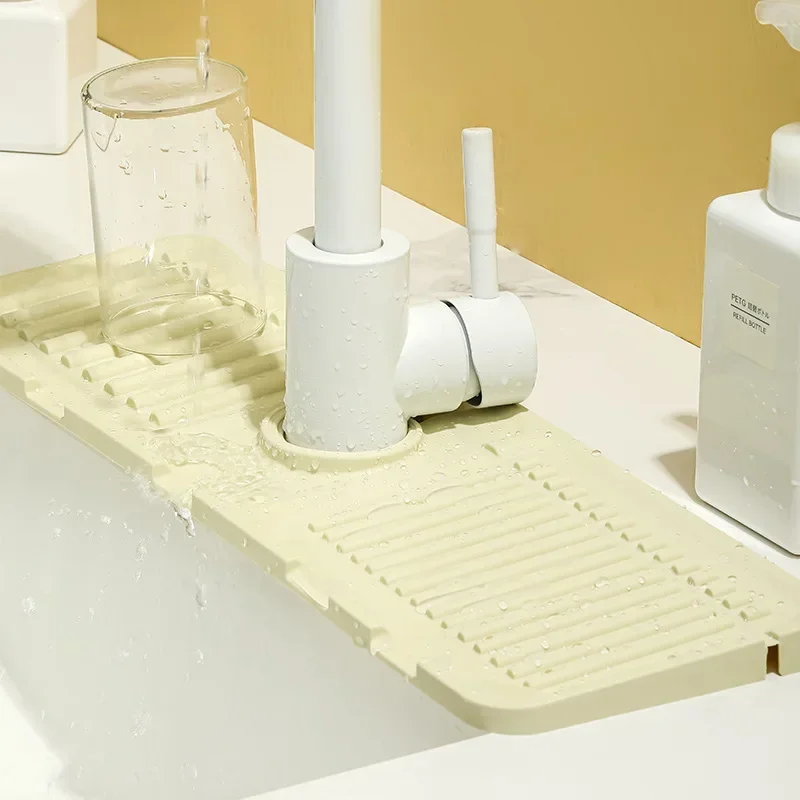 Drain Pad Kitchen Faucet Pad Water Channel Splash Proof Slip Resistant Silicone Drainage Pool Storage Mat Kitchen Accessories