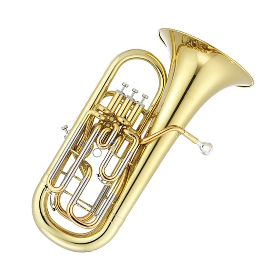 3+1 Pistons Compensating Euphonium Bb Tone Gold Lacquer Brass Body Wind Musical Instrument for Band Stage Performance