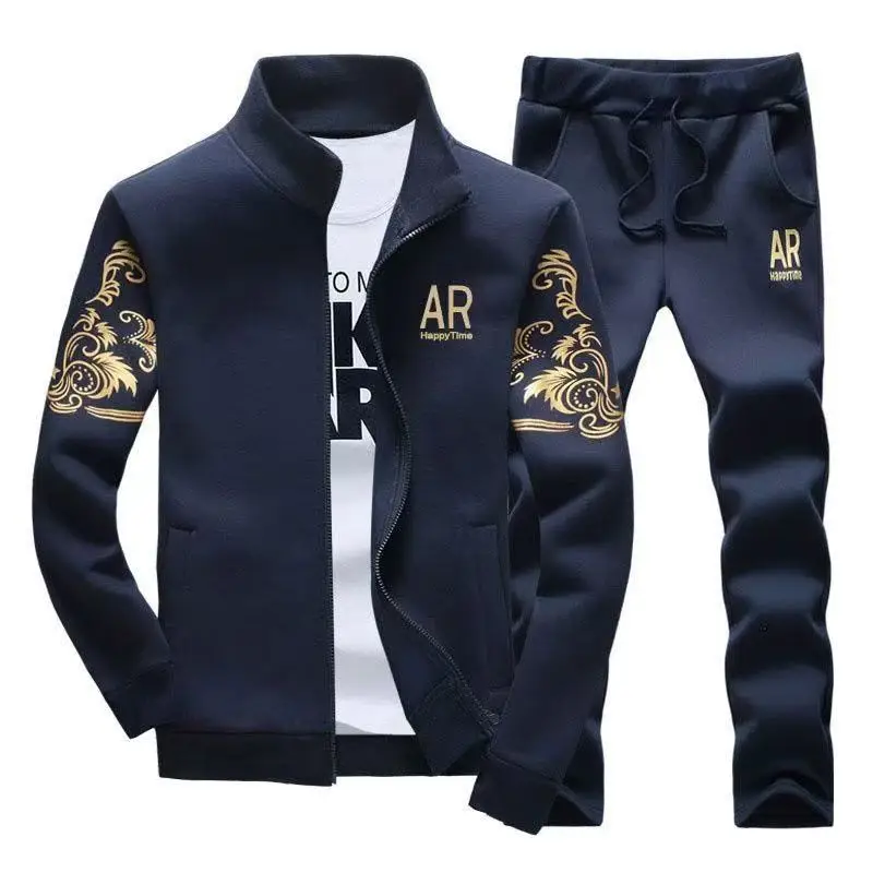 Ouma Foreign Trade Embroidered Sweatshirt Set Spring Men's Long Sleeve Casual Sports Set AR Autumn Youth Thin Fleece Sweatshirt