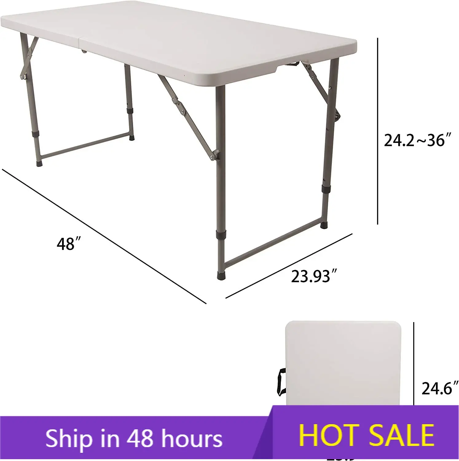 

YTYIN Portable Outdoor Plastic 5ft Foldable Table for Kitchen Dining Banquet Party Picnic BBQ Camping Mesa Plegable